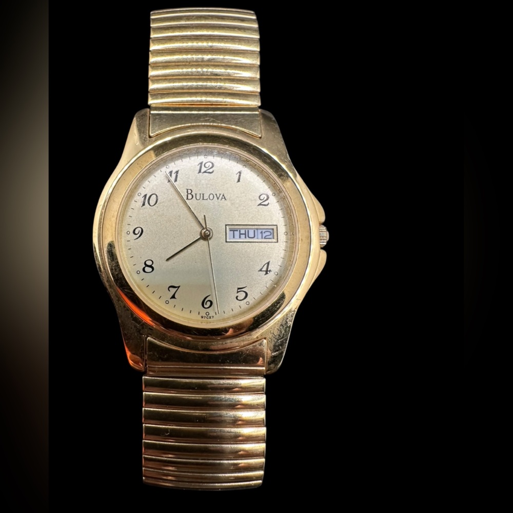 Bulova Gold and Silver Tone Men's Analog Watch with Day-Date. New old stock